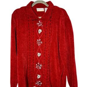 Alfred Dunner Vibrant Red Knit Sweater Grandmacore